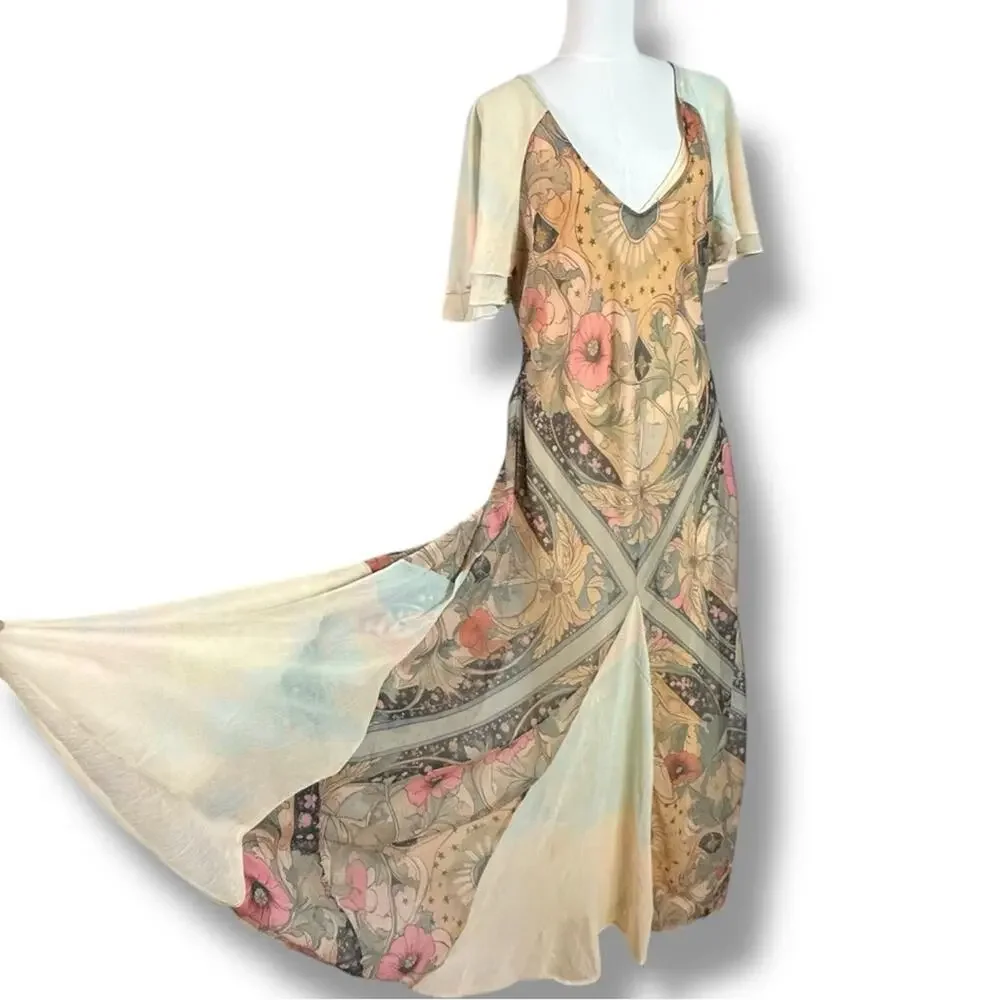 Free People Bohemian Witchy Celestial Nights Maxi Dress in Fairy Combo Large - Picture 7 of 15